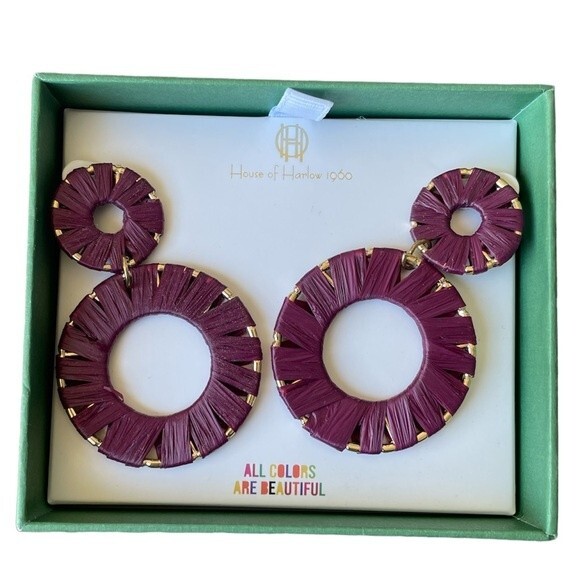 Francesca’s Purple Drop Circle Earrings - Picture 1 of 2